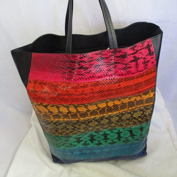 NEW CELINE CABAS AYRES SNAKE RAINBOW Tote PRIDE - Picture 2 of 12